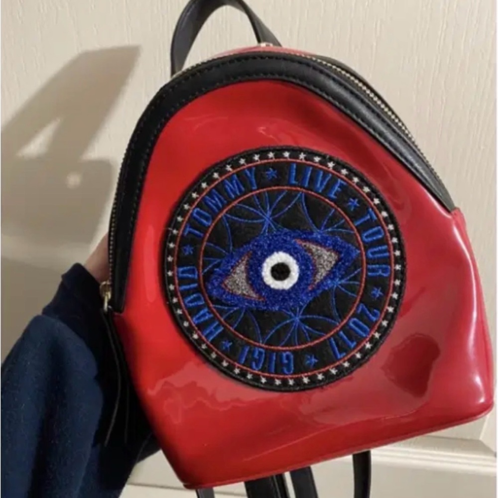 Tommy Hilfiger Red Mini Backpack with Embroidered Blue Eye Patch